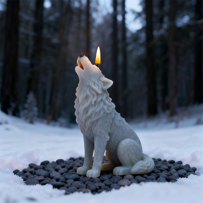 Candle Making Supplies Wholesale - Snowfield Howling Moon Wolf Candle Mold