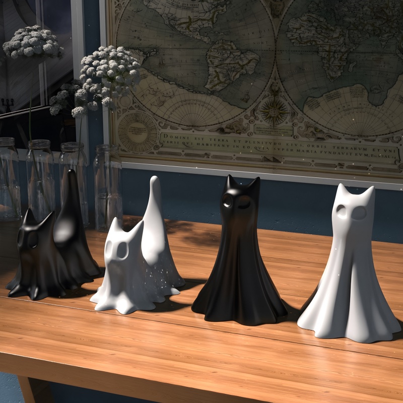 Ghost Cat Halloween Desktop Or - Candle Making Things recension och pris