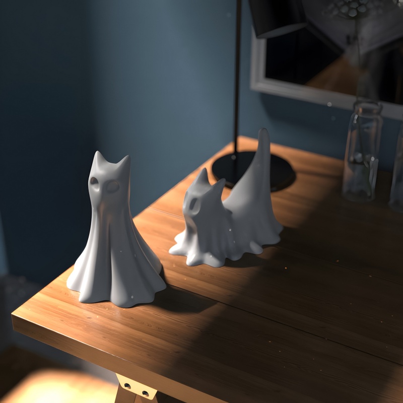 Ghost Cat Halloween Desktop Or - Candle Making Things recension och pris